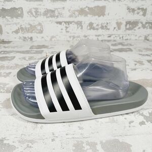 New Adidas Adilette Black White Gray Summer Slide Sandals I965
